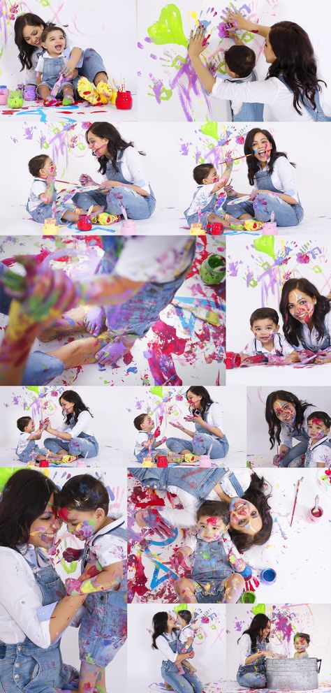 Mothers Day Pictures With Kids, Mother And Son Painting Ideas, Mother’s Day Photoshoot Outside Ideas, Art Photoshoot Ideas Paint, Mom And Son Paint Photoshoot, Mother Daughter Painting Photoshoot, Son And Daughter Photoshoot, Mom And Kid Paint Photoshoot, Fun Mother Son Photo Shoot