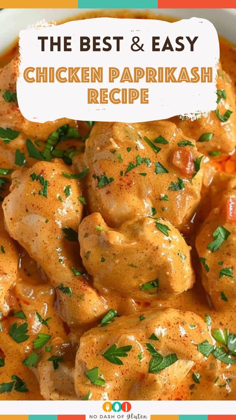 This classic Chicken Paprikash Recipe brings together tender chicken, a smoky paprika sauce, and homemade dumplings for a cozy meal that’s hard to beat. Perfect for family dinners or when you need some comfort food! Save this recipe and give it a try tonight! Vegan Chicken Paprikash, Chicken Paprikash With Spaetzle, Crockpot Paprika Chicken, Chicken Poprekash, Chicken Popikash, Chicken With Paprika Recipe, Authentic Chicken Recipes, Slow Cooker Chicken Paprikash, Chicken Peperkash