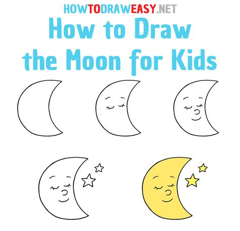 How to Draw the Moon Step by Step #Moon #MoonDrawing #EasyDrawing #Space #Galaxy #EasyMoonDrawing #DrawingTutorial #HowtoDrawaMoon #DrawingCars #Sketch #Sketching #Art #Artwork #DrawingWorksheet #Worksheets #HowtoDraw #DrawingsforKids How To Draw The Moon, How To Draw A Moon, Easy Drawing Tutorials Step By Step, Cute Moon Drawing, Draw The Moon, Draw A Moon, Drawing Easy For Kids, Moon For Kids, Elementary Drawing