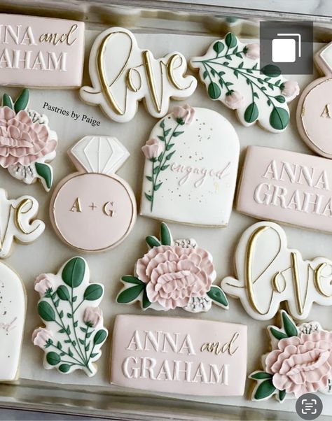 Sweets Table Wedding, Wedding Cookies Decorated, Engagement Cookies, Wedding Sweets, Wedding Cookies, Diy Wedding Decorations, Cookie Decorating, Diy Wedding, Rustic Wedding