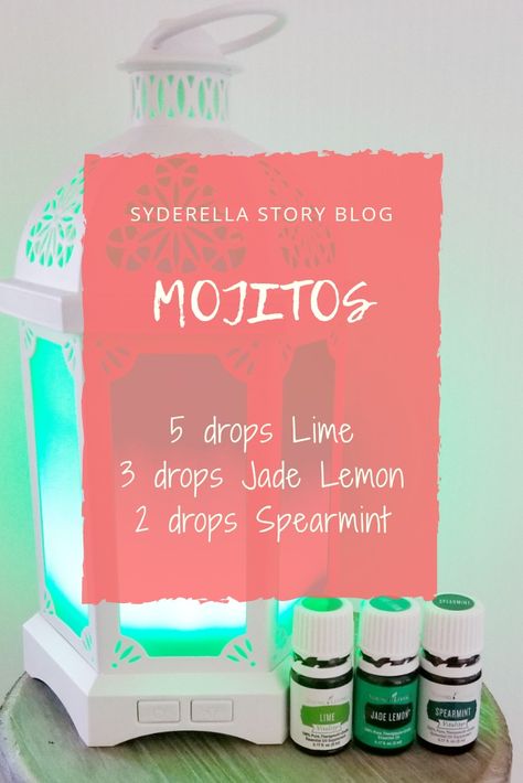 Mojitos Diffuser Blend - Lime - Jade Lemon - Spearmint - A sweet and spicy aroma just like your favorite drink. - Young Living - Essential Oils Mojito Diffuser Blend, Jade Lemon Essential Oil Young Living, Jade Lemon Diffuser Blends, Young Living Lemon Essential Oil, Young Living Essential Oil Diffuser, Summer Diffuser Blends, Living Oils Recipes, Essential Oil Combinations, Essential Oil Diffuser Blends Recipes