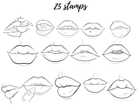 Face Stamps Set Procreate Procreate Full Face Brushes Set Face Templates Set For Artists Face Stamps, How To Draw Lips, Lips Sketch, Draw Lips, Anime Lips, Face Brush Set, Eyebrow Stamp, Face Brushes, Face Template