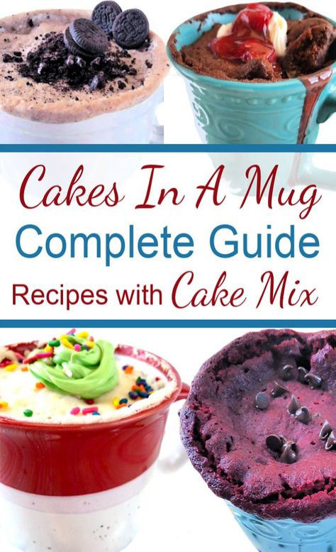 Mug Cake Recipes Cakes In A Mug Made With Cake Mix A Complete Guide Recipes With Pie Filling, Microwave Cake Mix, Mug Dessert Recipes, Mug Cake Recipes, Microwave Mug Recipes, Free Sewing Tutorials, Easy Mug Cake, Recipes Using Cake Mix, Microwave Cake