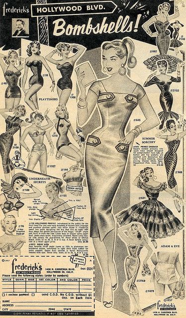 50's Frederick's of Hollywood - Risque fashions at the time, but how tame they look now. Frederick’s Of Hollywood, Patron Vintage, 50's Fashion, Robes Vintage, Lingerie Vintage, Look Retro, Rockabilly Style, Fredericks Of Hollywood, Va Va Voom