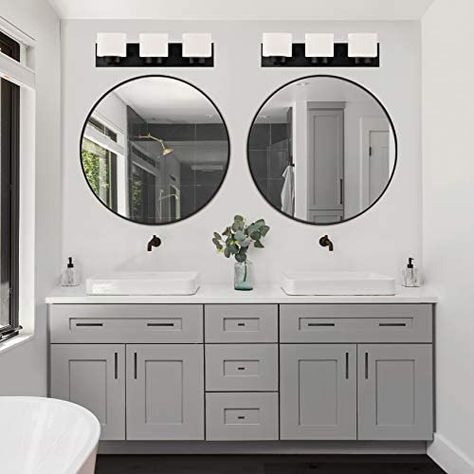 Design House 587196 28-Inch Modern Metal Framed Round Decorative Wall Accent Mirror for Living Room Bathroom Bedroom, Black : Amazon.ca: Home Modern Industrial Farmhouse, Light Fixtures Bathroom Vanity, Rustic Wall Sconces, Vanity Light Fixtures, Glass Bathroom, Barn Lighting, Outdoor Wall Lantern, Black Bathroom, Rustic Walls