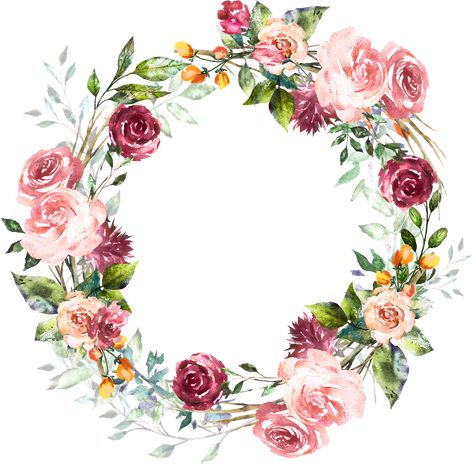 Circle Flower Frame, Flower Round Frame, Floral Round Frame, Flower Frame Png, Newborn Backdrop, Flower Circle, Floral Border Design, Wreath Watercolor, Birthday Template