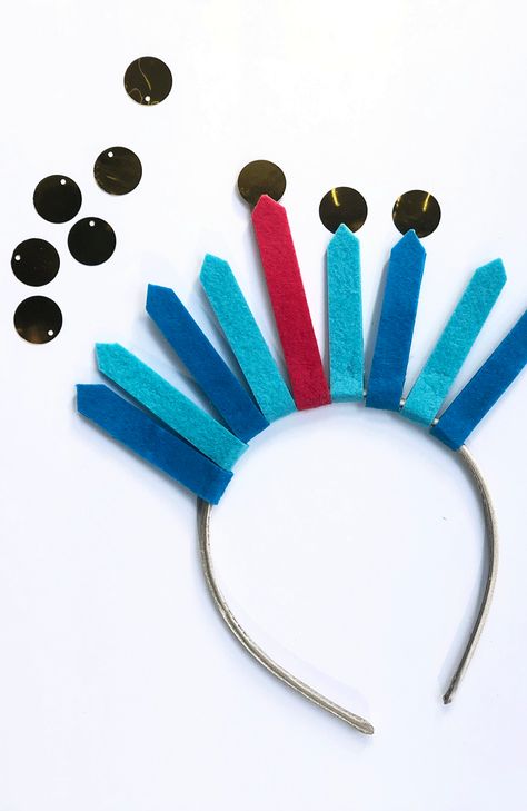 DIY felt menorah headband | ProjectKid.com #ad Felt Menorah, Menorah Craft, Diy Menorah, Diy Hanukkah, Hanukkah Crafts, Johnson Family, Elf Ears, Hanukkah Menorah, Diy Felt