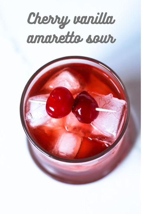 Vanilla vodka and tart cherry juice elevate the classic amaretto sour into one delicious cocktail! Cheerwine Alcohol Drinks, Cherry Vanilla Old Fashioned, Vanilla Liquor Drinks, Sour Cherry Liqueur Recipe, Cherry Amaretto Sour, Sour Cherry Cocktail, Maraschino Cherry Juice Uses, Vanilla Liqueur Cocktails, Olive Garden Amaretto Sour Recipe