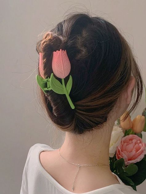 Tulip Design, Elegant Updo, Girly Accessories, Hair Claws & Clips, Sweet Style, Hair Claw, Flowers In Hair, العناية بالبشرة, Hair Ties