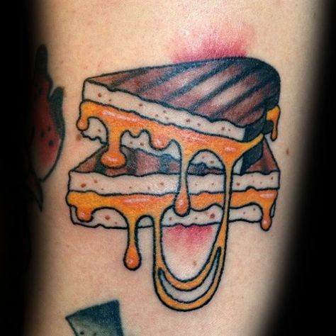 50 Cheese Tattoo Ideas For Men - Cheddar Designs Cheese Tattoo Ideas, Sandwich Tattoo, Cheese Tattoo, Cooking Tattoo, Food Tattoo, Themed Tattoos, Dragon Tattoo Back Piece, Flash Ideas, Food Tattoos