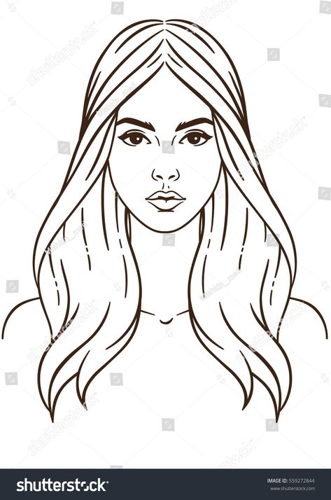 Illustration Face, Fashion Illustration Face, Face Outline, Female Face Drawing, Girl Face Drawing, Bd Art, Face Template, Hair Illustration, Fashion Figure Drawing