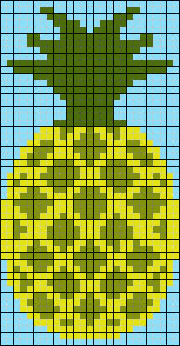 Alpha pattern #107914 | BraceletBook Pineapple Perler Bead Pattern, Graphgan Patterns, Graphic Pictures, Crochet Grid, Fall Cross Stitch, Hawaii Summer, Easy Pixel Art, Pineapple Crochet, Graph Paper Art