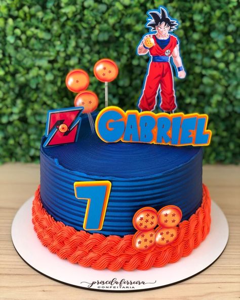 Priscila Ferreira on Instagram: “Bolo Dragon Ball Z 💥 Não ficou maravilhoso? 💙 E toda essa lindeza para comemorar os 7 aninhos do Gabriel 🧡 . . O sabor escolhido foi:…” Dragon Ball Z, Dragon Ball, Birthday Cake, Cake, Birthday, Pins, On Instagram, Instagram, Pai