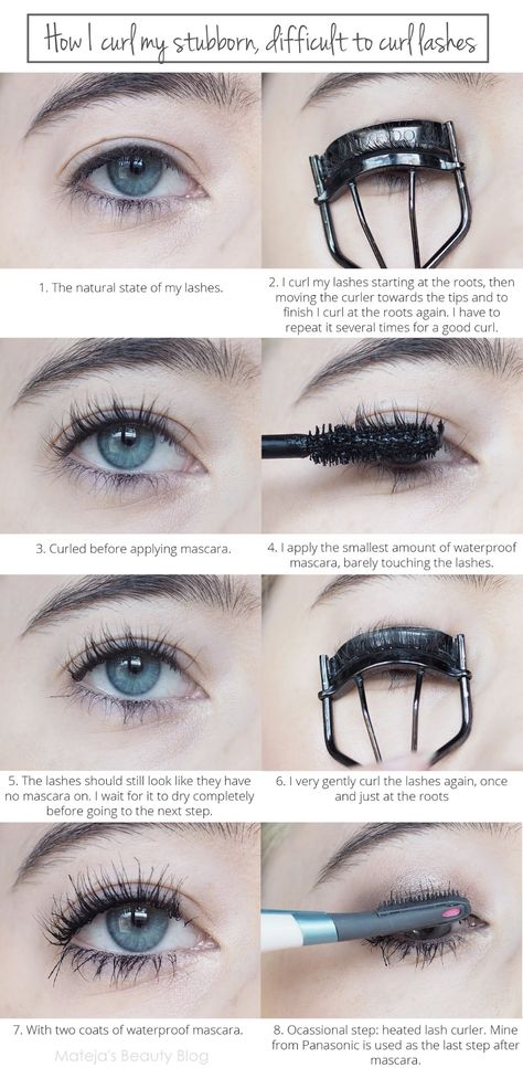 How to Curl Stubborn and Difficult-to-Curl Lashes - Mateja's Beauty Blog Curl Lashes Tips, Straight Lashes How To Curl, How To Curl Straight Lashes, How To Curl Lashes Naturally, How To Curl Short Lashes, How To Make Eyelashes Stay Curled, How To Make Your Lashes Stay Curled, How To Curl Your Lashes, How To Curl Lashes