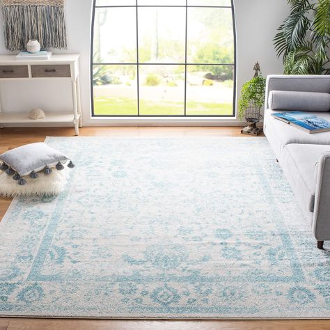 Office Area Rugs, Office Area, Light Blue Rug, Rug Ivory, Light Blue Area Rug, Lodge Style, Rustic Lodge, Floral Area Rugs, Vintage Area Rugs