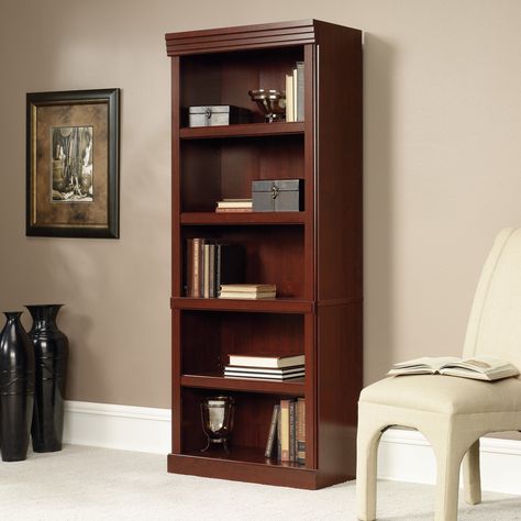 Darby Home Co® Clintonville 71" Standard Bookcase Cherry Bookcase, Cheap Bookshelves, Cherry Furniture, Barrister Bookcase, Library Bookcase, 5 Shelf Bookcase, Cube Bookcase, Wood Bookshelves, Open Bookcase