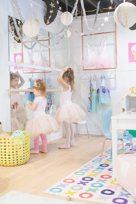 simple DIY ballet barre for playroom Diy Ballet Barre, Ballet Room, Lay Baby Lay, Basement Playroom, Girls Playroom, Ballet Barre, Playroom Storage, Playroom Design, Playroom Organization