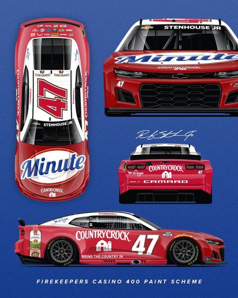 2024 NASCAR Cup Series #47 JTG Daugherty Racing paint schemes - Jayski's NASCAR Silly Season Site Nascar Aesthetic, Coca-cola 600, Ricky Stenhouse Jr, Country Crock, Track Team, Indianapolis Motor Speedway, Grant Park, Nascar Cup, Nascar Cup Series