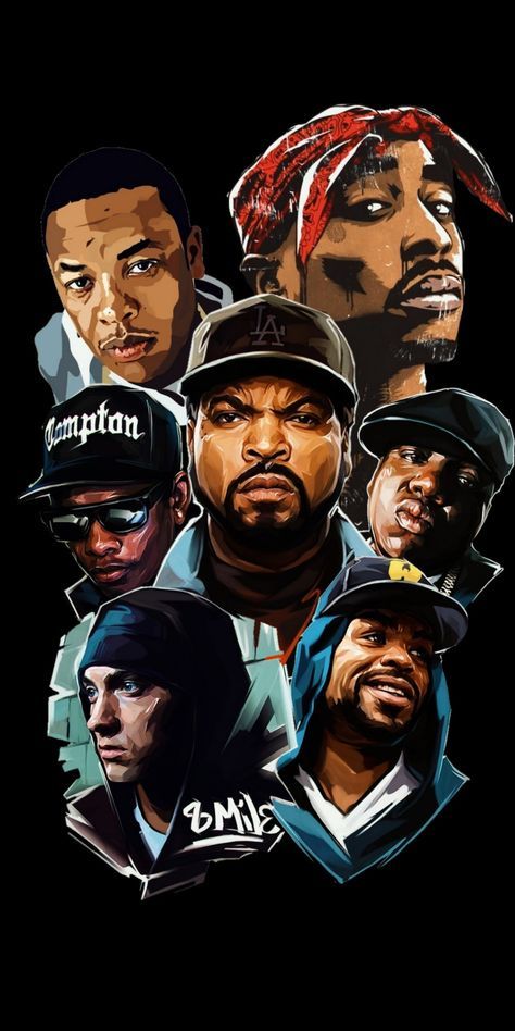 Hip Hop Artists Wallpaper, Rappers As Cartoons, Tupac And Biggie Wallpaper, Gangsta Wallpaper Aesthetic, All Rappers Wallpaper, West Side Wallpaper, Cartoon Rappers Art, Rap Us Wallpaper, Wallpapers Tupac