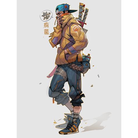 ArtStation - Post-Apocalyptic - Warrior 病菌 😷, Hicham Habchi Hicham Habchi, Steampunk Armor, Urban Samurai, Apocalypse Character, Apocalypse Art, Cyberpunk Character, Crazy Things, Modern Fantasy, Character Design Male