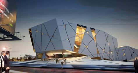 University of Semnan auditorium and library | New Wave Architecture Wave Architecture, Auditorium Architecture, Mall Facade, Auditorium Design, Architecture Antique, Iranian Architecture, Metal Facade, Library Architecture, Building Facade