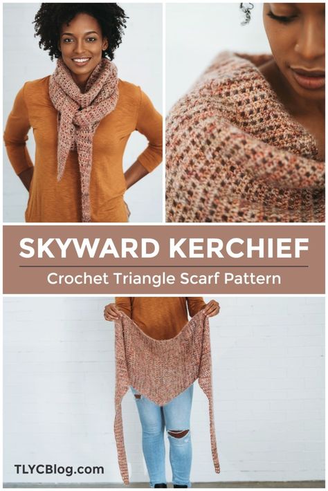 Homespun Crochet Patterns, Pretty Scarf Crochet Pattern, One Skein Crochet Cowl, One Skein Triangle Scarf Crochet, One Skein Crochet Project, Crochet Scarf Fingering Yarn, Crochet Sport Weight Yarn Patterns, Crochet Super Fine Yarn Patterns, Crochet Fine Yarn Patterns