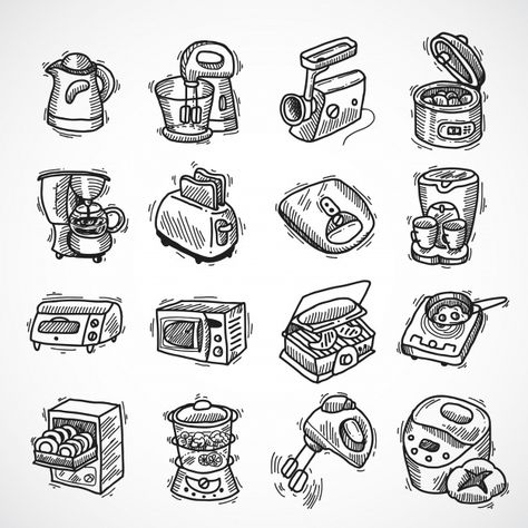 Kitchen Equipment Logo, Structural Drawing, Kitchen Drawing, Appliances Design, Modern Womens Fashion, Wallpaper Doodle, Kitchen Machine, Kitchen Utilities, Game Concept Art