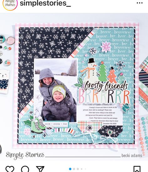 Simple Stories Scrapbooking, Winter Scrapbook Layouts, Cute Snowmen, Beach Scrapbook Layouts, Winter Scrapbooking, Christmas Scrapbook Pages, Christmas Scrapbook Layouts, Scrapbook Pictures, Baby Scrapbook Pages