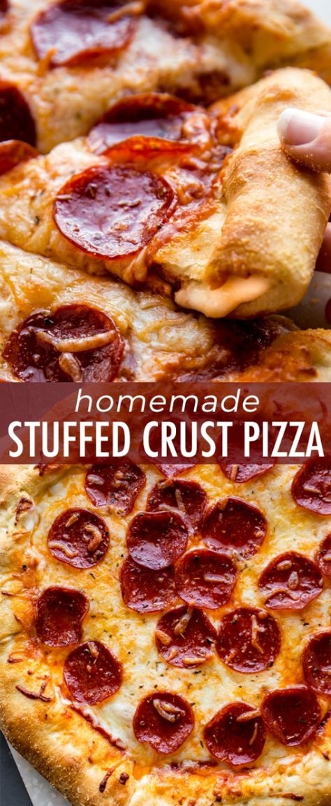 Homemade Pizza Crust Easy, Supreme Pizza Recipe, Stuffed Crust Pizza, Grilled Pizza Recipes, Deep Dish Pizza Recipe, Stuffed Crust, Homemade Pizza Crust, Fingerfood Party, Easy Homemade Pizza