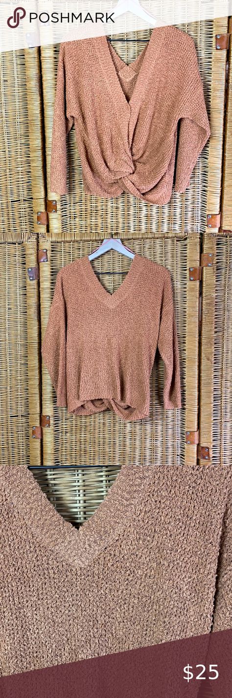 Luca + grae brown long sleeve sweater Luca And Grae, Brown Long Sleeve, Oversize Women, Twist Front, Sleeve Sweater, Sweater Shop, Long Sleeve Sweater, Light Brown, Twist