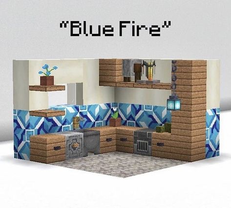 Laundry Room Minecraft, Minecraft Bungalow House, Minecraft Hot Dog Stand, Minecraft House Details, Minecraft Laundry Room, Minecraft Fridge Ideas, Minecraft House Blueprints Layout, Blue House Minecraft, Minecraft Grill