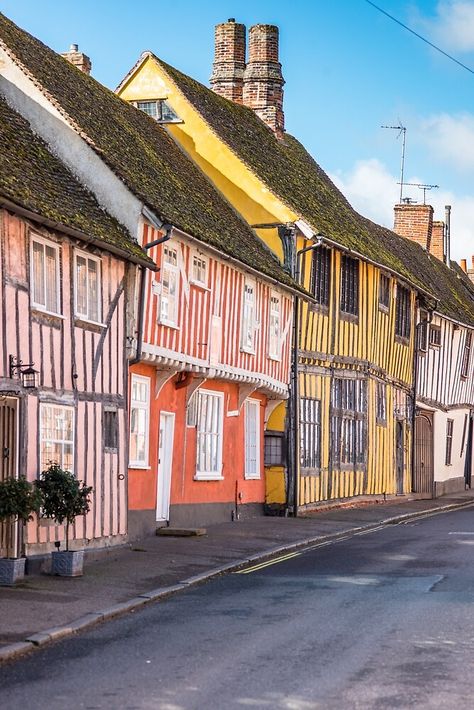 "Half-timbered medieval cottages, Water Street, Lavenham, Suffolk, England, United Kingdom" by andremichel | Redbubble Medieval Cottage, Suffolk England, Tudor House, Uk Photos, Village Life, Old Buildings, Wales England, Dream Destinations, Image Design