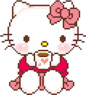 Hello Kitty Pixel Art, Hello Kitty Widget, Pixel Art, Hello Kitty, Kitty, Coffee, Art