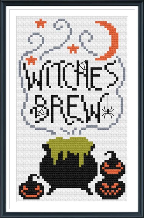 Cross Stitch Patterns For Beginners, Witch Cross Stitch Pattern, Witch Cross Stitch, Autumn Cross Stitch Patterns, Free Cross Stitch Patterns, Fall Cross Stitch, Halloween Cross Stitch Patterns, Cross Stitch Freebies, Subversive Cross Stitch