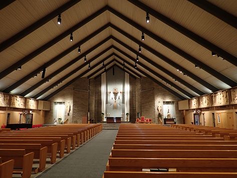 Church Ceiling, Rose Of Lima, St Rose Of Lima, Church Building Design, Church Interior Design, White Beams, Build A Community, Led Light Design, Church Interior