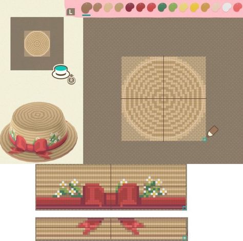 Animal Crossing Fashion Cottagecore, Animal Crossing Pixel Clothes, Acnh Clothes Design Pattern, Acnh Custom Design Ideas, Acnh Hat Design Pattern, Acnh Hat Pattern Grid, Animal Crossing Robe Designs, Acnh Hat Design Pattern Grid, Acnh Clothes Pixel