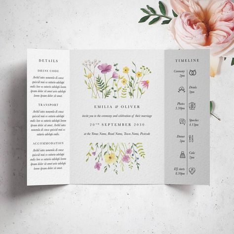 IF YOU WANT ANY DESIGN CONTACT ME. Colourful Floral Wedding Invitations, Order Of The Day Ideas, Simple Boho Wedding Invitations, Wildflower Wedding Stationery, Wedding Floral Invitations, Simple Floral Wedding Invitations, Wildflower Wedding Invites, Wildflower Wedding Invite, Colourful Wedding Invites