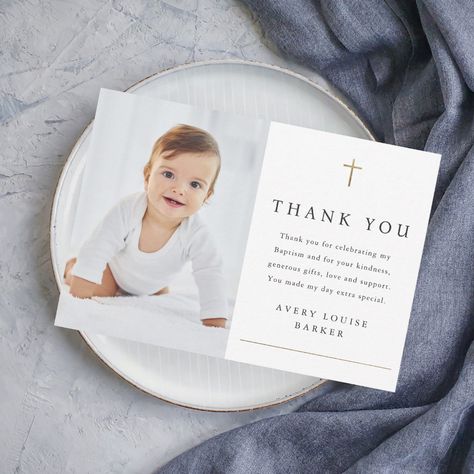 Cross Photo, Christening Thank You Cards, Baptism Thank You Cards, Baptism Photos, Minimal Gold, Baptism Invitation, Simple Rose, Baptism Invitations, Christening Gifts