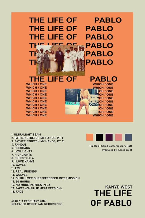 Kanye Album Poster, Life Of Pablo Album Cover, Kanye West Album Covers, Yeezus Album Cover, Music Art Poster, Pablo Kanye, Kanye West Albums, Life Of Pablo, Rap Album Covers