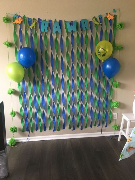 Dinosaur Diy Birthday Decor, 3 Rex Birthday Decorations, Dinosaur Birthday Diy Decorations, Easy Dino Party, Diy Dino Decorations, 1st Bday Dinosaur Theme, Cheap Dinosaur Party Ideas, Baby Boy 1st Birthday Dinosaur Theme, 3 Rex Birthday Party Boy Decorations