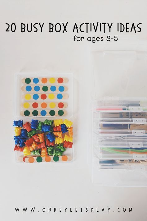 21 Easy Activities for Babies & Toddlers — Oh Hey Let's Play Busy Bins For First Grade, Quiet Box Ideas For Preschoolers, Learning Boxes For Preschoolers, Busy Box For Kindergarten, Fine Motor Busy Boxes, Busy Bags For Kindergarten, Preschool Busy Boxes Ideas, Busy Box Activities, Brain Box Ideas