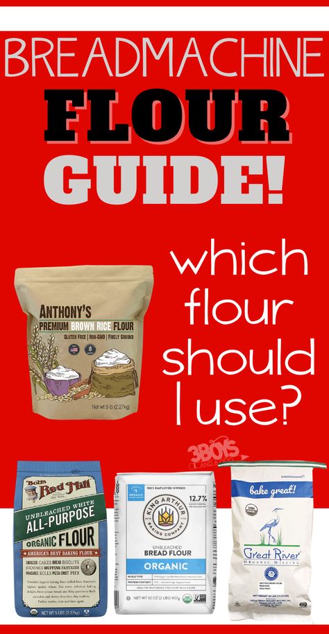 When it comes to the best bread machine flours, how do you know what to choose? These flour choices for your bread machine can help! #breadmachine #breadflours #homemadebread #3boysandadog Biscuits Bread Machine, Tapioca Flour Recipes, White Wheat Bread, Bread Flour Recipe, Best Bread Machine, Organic Baking, Tasty Bread Recipe, Bread Maker Recipes, Best Bread