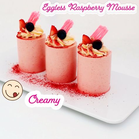 EGGLESS & Simple Mini Raspberry Mousse Recipe! | raspberry, mousse, recipe | EGGLESS & Simple Mini Raspberry Mousse Recipe! | By Cupcake Savvy Raspberry Mousse Recipe, Mousse Entremet, Mini Dessert Easy, Special Deserts, Cupcake Savvy, Mini Mousse, Mousse Cake Recipe, Dessert Mini, Raspberry Coulis