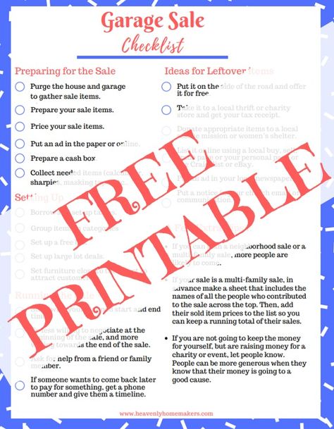 Hoping to clear out clutter from your house this summer? Here are some fabulous tips for hosting a ROCKIN’ garage or yard sale. Get rid of unneeded items from your home and make some extra cash too! (Be sure to get your Free Printable Checklist below!) Kudos to my friend Kim (aka Garage Sale Queen) … Yard Sale Printables Free, Free Garage Sale Printables, Yard Sale Money Tracker, How To Prepare For A Yard Sale, How To Have A Successful Yard Sale, Clearing Out Clutter, Family Money, Rummage Sale, Money Saving Mom