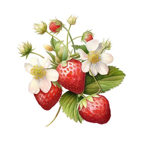 Strawberry Images Clip Art, Cute Strawberry Illustration, Strawberry Board, Strawberry Picture, Strawberries Watercolor, Mural Background, Strawberry Pictures, Watercolor Realistic, Strawberry Illustration