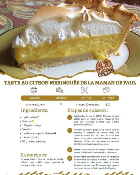 Dessert Original, French Food, Homemade Bread, Meringue, Diy Food Recipes, Layer Cake, Diy Food, Tupperware, Breakfast Brunch