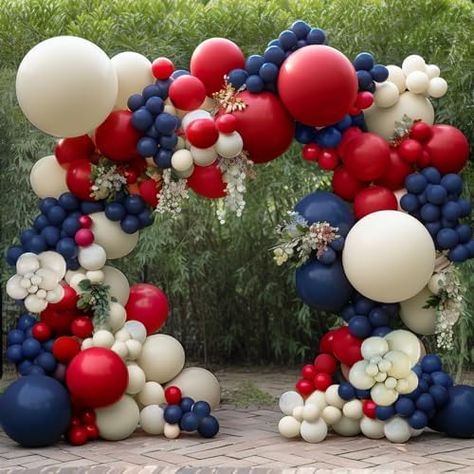 Navy Blue Red Balloon Garland - Double Stuffed Royal Blue Balloons Nude Cream White Sand Pastel Red Balloons Arch Kit For Birthday Baby Shower Gender Reveal Nautical Baseball Patriotic Decorations Red And Blue Theme Party, Red Blue Party Decorations, Red And Blue Decorations Party Ideas, Blue And Red Birthday Party Decoration, Usa Balloon Garland, 4th Of July Party Balloon Arch, Red And Blue Balloon Arch, Blue And Red Party Decor, July 4th Balloon Garland