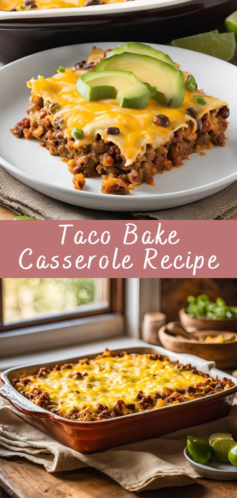 Taco Bake Casserole Recipe | Cheff Recipes Taco Tortilla Casserole, Taco Pasta Bake Casserole, Taco Hashbrown Casserole Oven, Beef Taco Casserole Recipes, Hamburger Taco Casserole, Taco Bake Casserole With Tortillas, Taco Casserole Recipes, Taco Casserole With Tortillas, Taco Bake Casserole