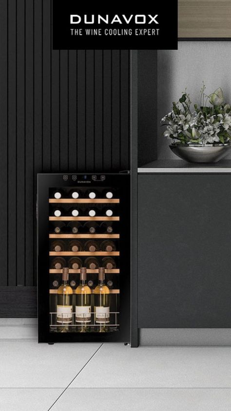 A single zone, 28 bottle model. The cooler has a recessed door handle. Bottles are supported on solid wooden shelves. This cooler supports the storage of open bottles. This unit isn’t suitable to be built in or under a counter. Types Of Wine, Wine Fridge, Wooden Shelves, Wine Cooler, Free Standing, Home Collections, Wine Rack, Door Handles, Wine