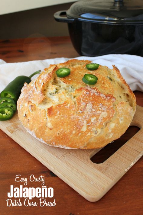 Jalepeno Bread Recipes, Jalapeno Dutch Oven Bread, Dutch Oven Cheddar Jalapeno Bread, No Knead Jalapeno Cheddar Bread, Easy No Knead Jalapeno Cheese Artisan Bread, Cheddar Jalepeno Artisan Bread, Jalapeño Bread, Jalapeno Cheese Bread, Bread Kitchen